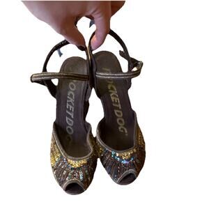 Rocket Dog Brown and Gold Sequin Wedge Sandals